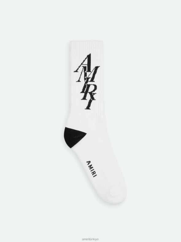 marka yığını çorap üniseks AMIRI siyah beyaz Aksesuarlar 0864L445