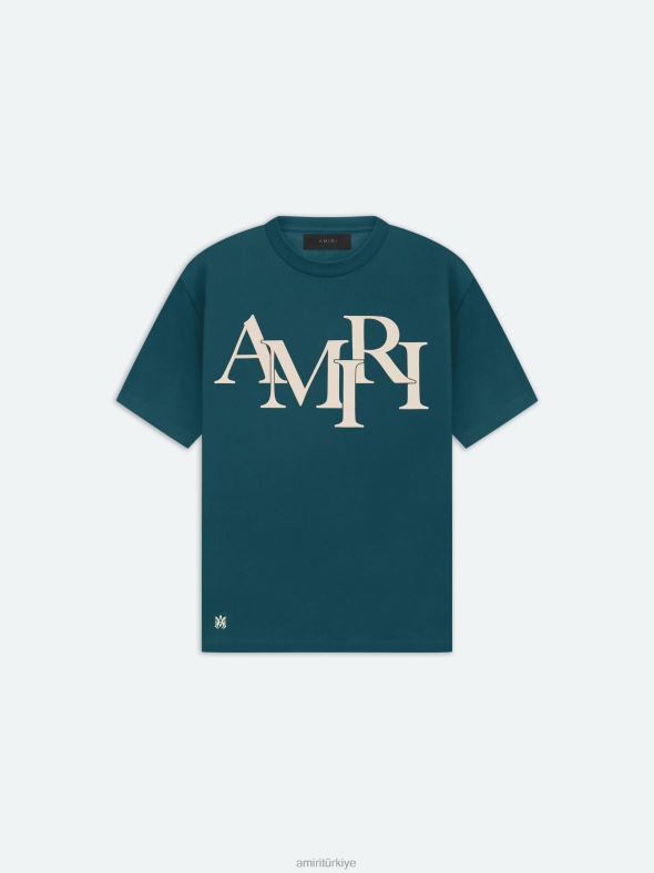 marka kademeli logolu tişört erkekler AMIRI yağmur ormanı Giyim 0864L60